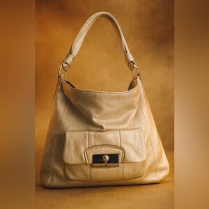 Coach Kristen Large Leather Hobo Bag Metallic Gold Shoulder Bag 14769 Purse